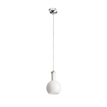 PULIRE RD függő lámpa  opál üveg/fa/króm 230V LED E14 6W