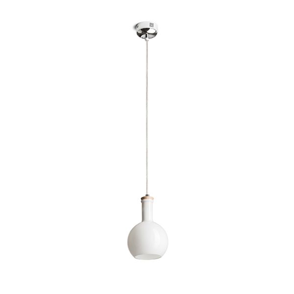 PULIRE RD függő lámpa  opál üveg/fa/króm 230V LED E14 6W