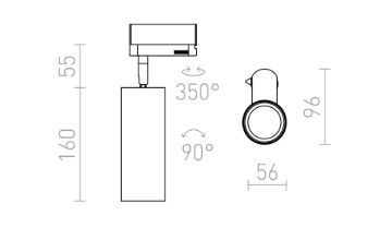MAVRO DIMM egyfázisú áramkörös sínre fekete/aranysárga  230V LED 12W 38°  3000K