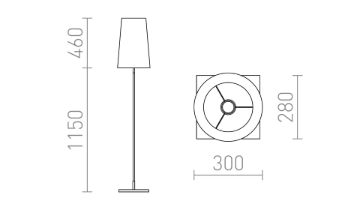 LULU állólámpa fekete króm 230V LED E27 8W