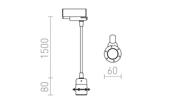 ELISA három áramkörös sínre FEHA+FEHK+RF   230V LED E27 15W