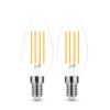 2 DB.LED Filament Canlde C35 7W E14 360° 2700K (806 lumen) szabályozható