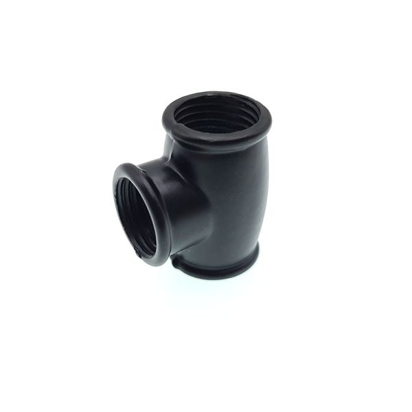 Fekete T idom 3xM10  belső menettel - 20mmx17mm