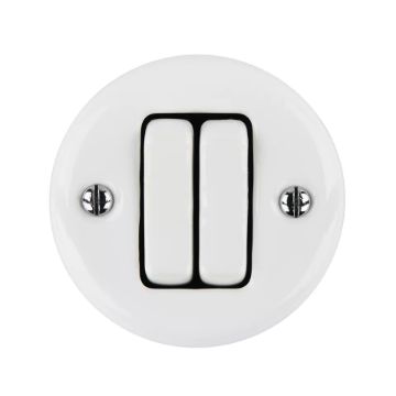 Porceláncsillárkapcsoló, falonkívüli, fehér, alternatív, 106+6