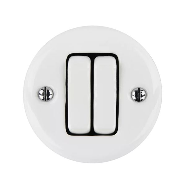 Porceláncsillárkapcsoló, falonkívüli, fehér, alternatív, 106+6