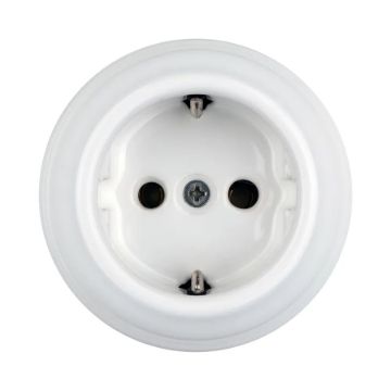 Porcelán hálózati konnektor falon kívüli - fehér