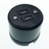 Porcelán USB csatlakozó falonkívüli, fekete
