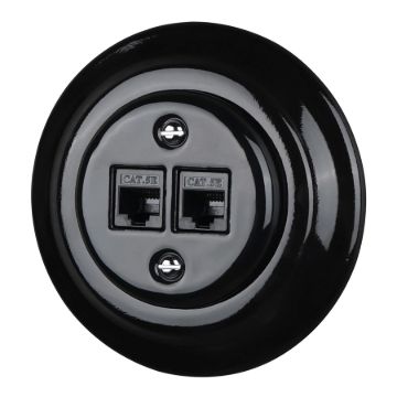 Dupla RJ45 aljzat fekete porcelán kerettel