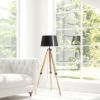 ALVIS/RIDICK állólámpa csillogó fekete arany fólia/bambusz/fekete 230V LED E27 15W