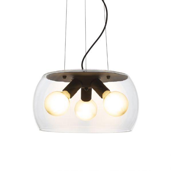 AMANDA függő lámpa matt fekete tiszta üveg 230V LED E27 3x15W
