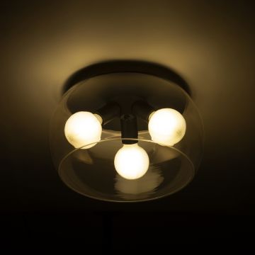 AMANDA mennyezeti lámpa matt fekete tiszta üveg 230V LED E27 3x15W