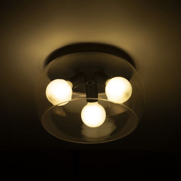 AMANDA mennyezeti lámpa matt fekete tiszta üveg 230V LED E27 3x15W