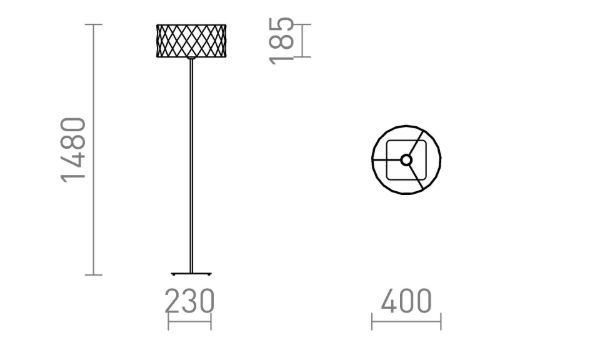 CORTINA/JAKARANDA állólámpa fekete/fehér textil/fém 230V LED E27 15W