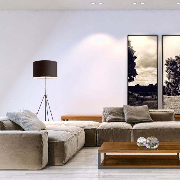 LUTON/RON 55 állólámpa  Polycotton fekete/fekete/fém 230V LED E27 15W
