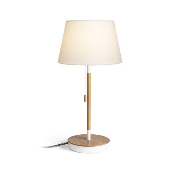 KEITH/ALVIS 24 asztali lámpa USB-vel fehér bükk 230V LED E27 11W