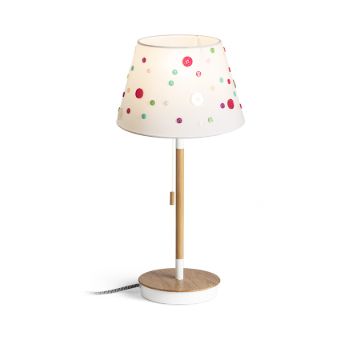 KEITH/DELISA asztali lámpa USB-vel fehér gombok/bükk 230V LED E27 11W