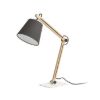 NIZZA asztali lámpa Polycotton fekete/fa 230V LED E14 7W