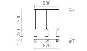 LIZ III 80 függő lámpa fekete üveg/króm 230V LED E27 3x15W