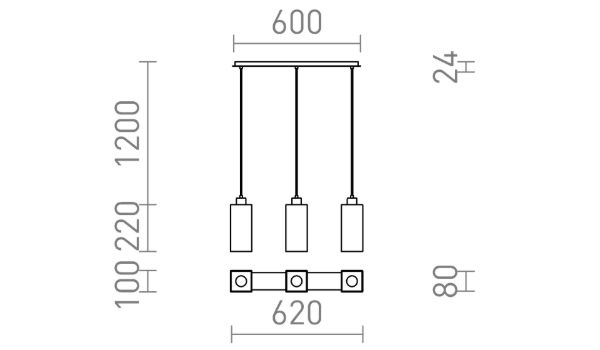 LIZ III 60 függő lámpa fekete üveg/króm 230V LED E27 3x15W