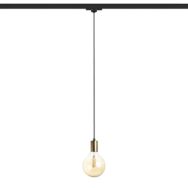 ARAQ három áramkörös sínen függő lámpa  szálcsiszolt sárgaréz/fekete 230V LED E27 15W