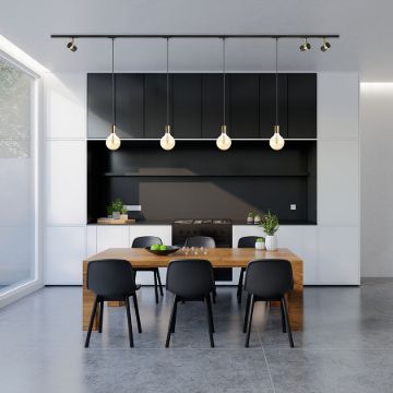 ARAQ egy áramkörös sínen függő lámpa  szálcsiszolt sárgaréz/fekete 230V LED E27 15W
