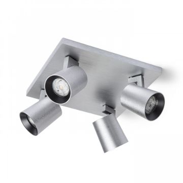 KENNY IV mennyezeti lámpa  szálcsiszolt alumínium/fekete 230V LED GU10 4x8W