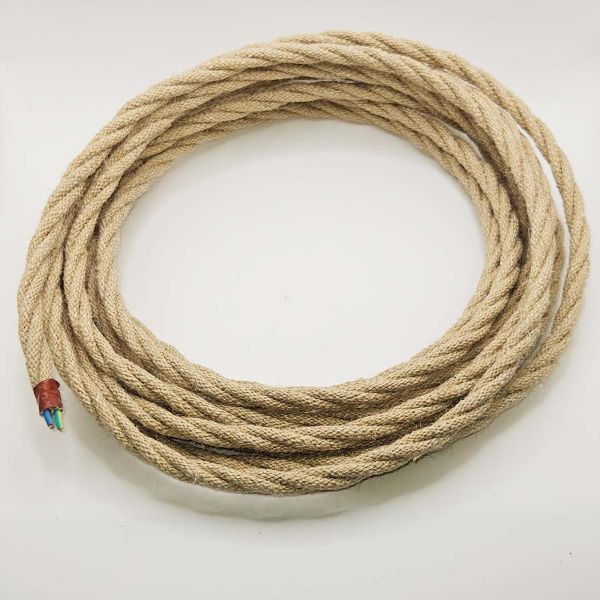 5,2m Fonott kender kábel – 3×0,75 mm² (natúr)