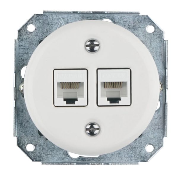 Dupla RJ45 aljzat betét fehér színben