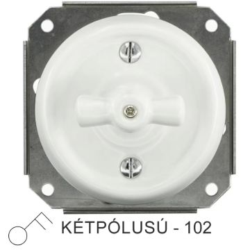 Fehér porcelán kétpólusú forgókapcsoló betét, süllyesztett