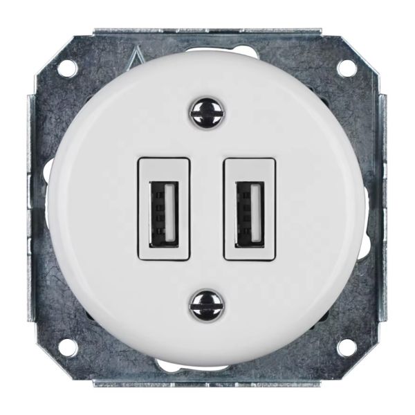 Fehér porcelán USB csatlakozó aljzat betét
