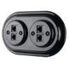 Dupla RJ45 aljzat – fekete porcelán kerettel (2×RJ45, CAT5e/CAT6)