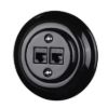 Dupla RJ45 aljzat – fekete porcelán kerettel (2×RJ45, CAT5e/CAT6)