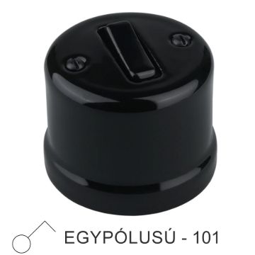 Fekete porcelán falon kívüli egypólusú billenőkapcsoló