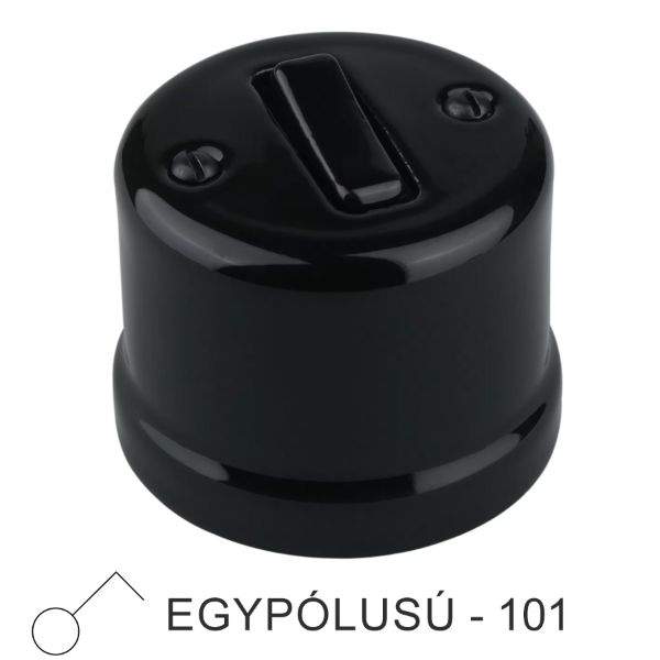 Fekete porcelán falon kívüli egypólusú billenőkapcsoló