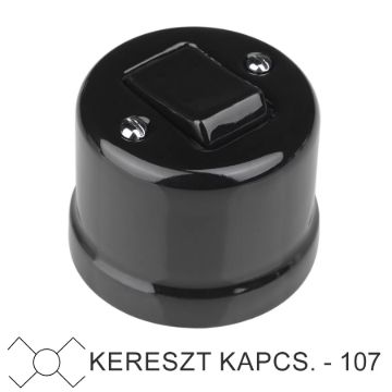 Fekete porcelán falon kívüli kereszt- billenőkapcsoló