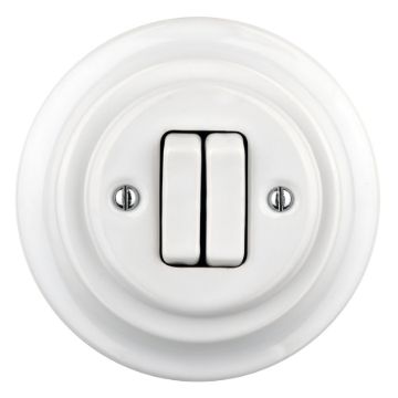 Redőnykapcsoló, fehér porcelán + fehér porcelán keret - BONOLO