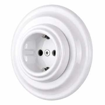 Fehér porcelán konnektor, falba süllyesztett kerettel - BONOLO