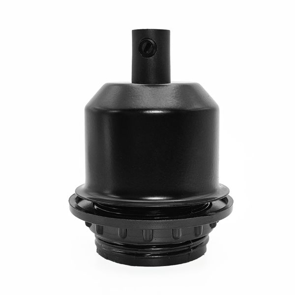 Fekete Edison E27 búratartós foglalat fém burkolattal