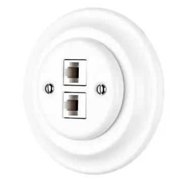 Dupla RJ45 aljzat fehér porcelán kerette