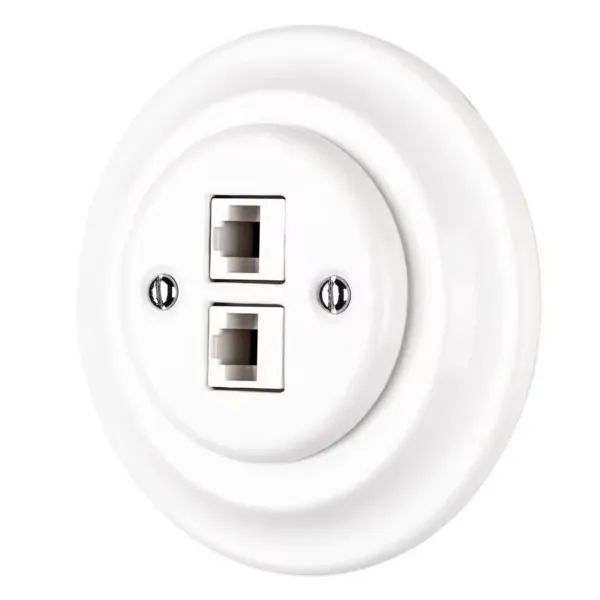 Dupla RJ45 aljzat fehér porcelán kerette
