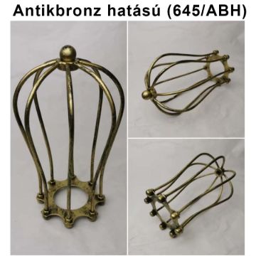 Antik bronz fém lámpa rács – csepp alakú, E27 búratartós rögzítéssel